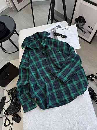 Жіноча класична картата сорочка оверсайз крою костюмний тіар Одеса