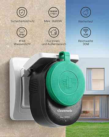 Радиорозетка DEWENWILS 16A 3680W IP44 с пультом программируемая 5 шт для улицы дальность 30 м чёрная Киев