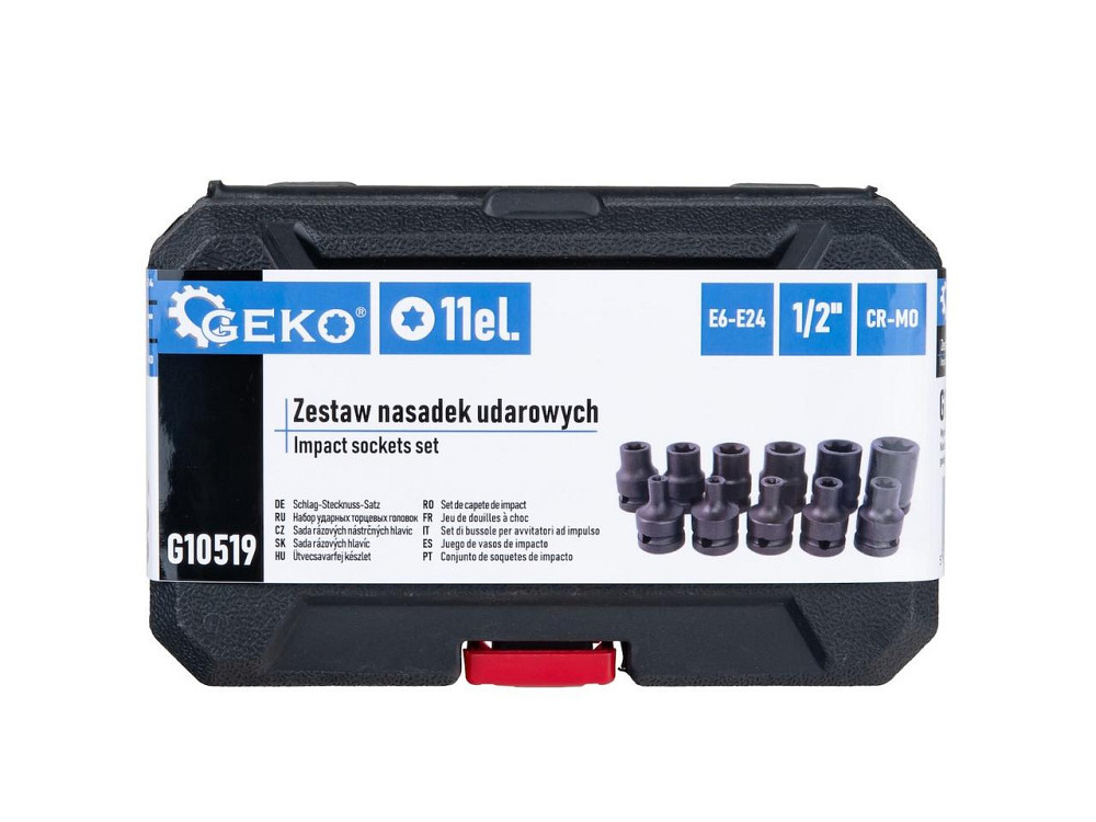Набір ударних головок Torx "GeKo" [Cr-Mo] [к-т 11 шт] 1/2: Torx  (E6-E24) Стрий - фото 7