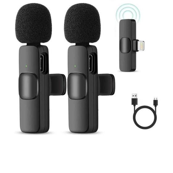 Микрофон петличный беспроводной K9 для смартфона 2 микрофона для IPhone (IOS) Киев