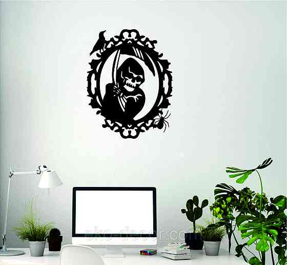 Декоративное настенное Панно «Смерть с косой», Декор на стену 90*70 см, Черный Киев