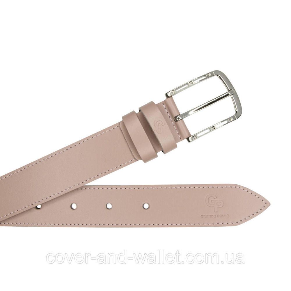 Широкий жіночий ремінь світло-рожевого кольору з натуральної шкіри 35мм Puos Київ - фото 3