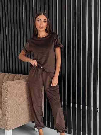 Женская стильная домашняя велюровая пижама Шоколад Одесса