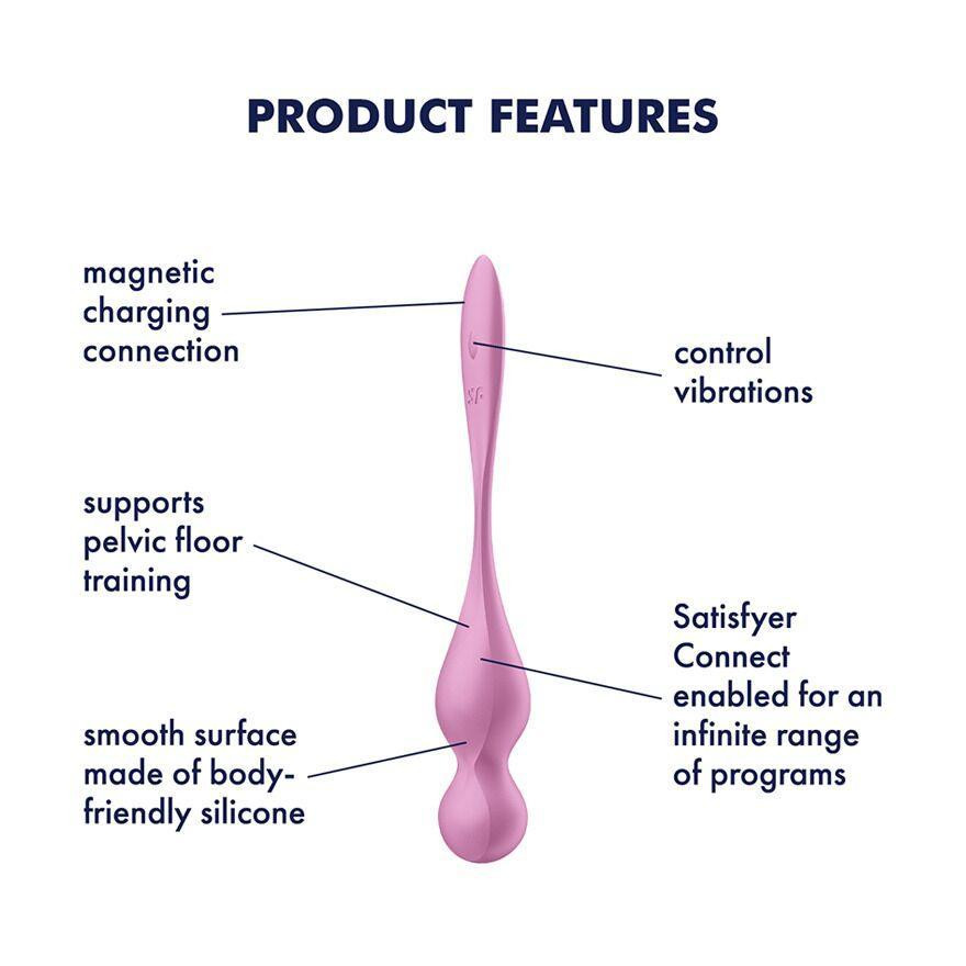 Вагинальные смарт-шарики с вибрацией Satisfyer Love Birds 1 Connect App Pink, 78 г Sex Aura Киев - изображение 6