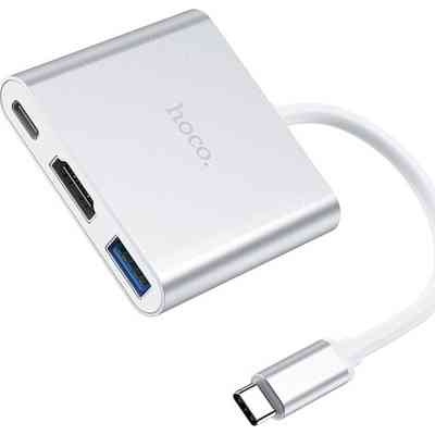 Концентратор HOCO USB-C to USB3.0+HDMI+PD HB14 Silver (6931474725790) Винница