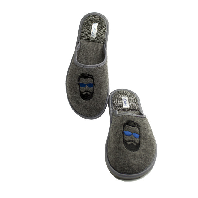 Тапочки домашні чоловічі Повсть PaGo закриті "Бородач Вишивка" сірий Одеса - фото 3