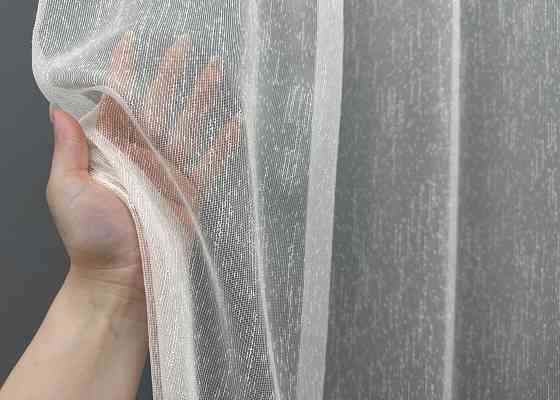 Тюль VR-Textil 1621т Лен с вышивкой и люрексом цвет молочный с пудровым 300х270 см (42-0575) Киев