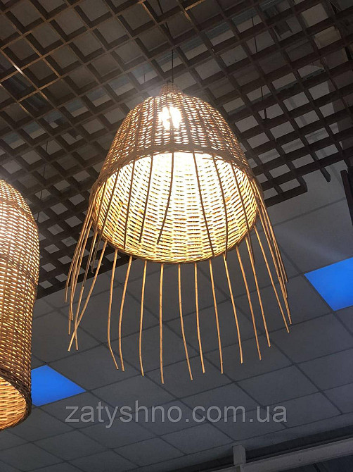 Плетена люстра з палицями, дзвін люстра плетена, плетена люстра кругла Київ - фото 1