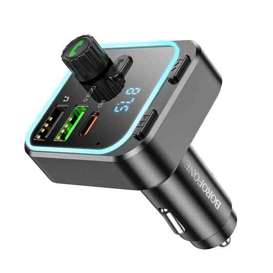 АЗП з FM-модулятором BOROFONE BC53 Highway PD20W+QC3.0 car BT FM transmitter 18W Black Київ