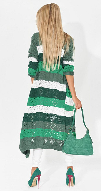 Ажурний кардиган із кишенями в смужку (48-52) Київ - фото 5