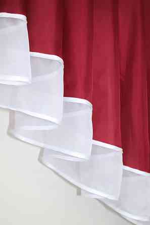 Кухонний комплект VR-Textil № 062к шторка з ламбрекеном червоний з білим 200х170 см (50-453) Київ