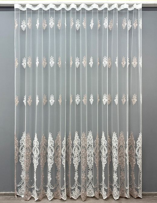 Тюль фатин с вышивкой и люрексом Цвет молочный с пудровым 1857т Киев - изображение 8