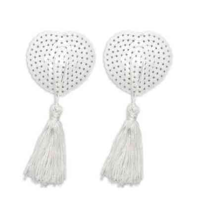 Наклейки на грудь с пайетками белые, размер сердечка 5*4,5см Киев