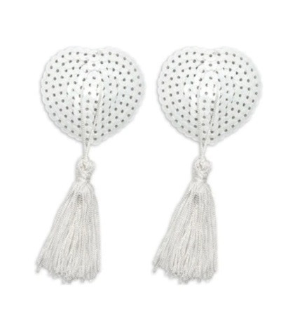 Наклейки на груди з паєтками білі, розмір сердечка 5*4,5 см Київ - фото 1