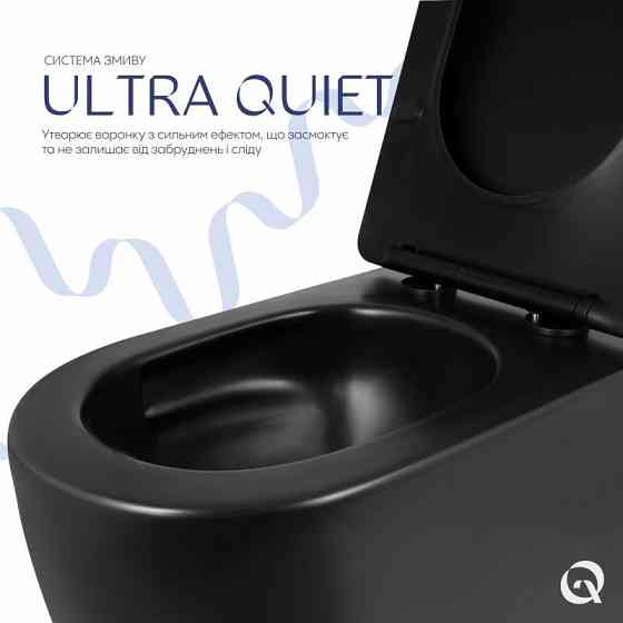 Унітаз підвісний Qtap Taurus Ultra Quiet 515×360×350 мм, Matt Black, із сидінням Slim Duroplast/Soft-close/Quick Release Київ