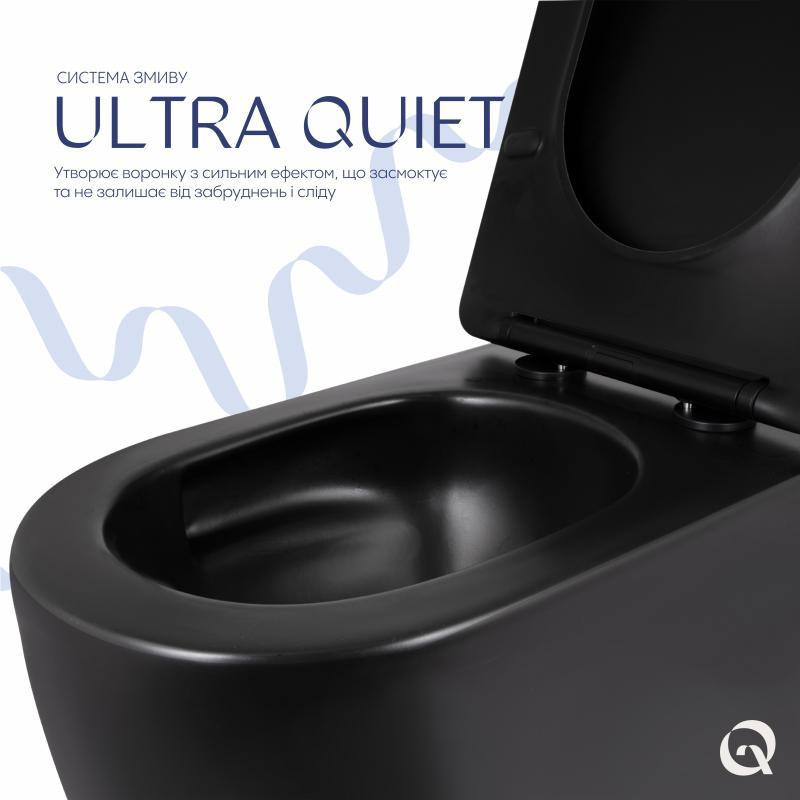 Унитаз подвесной Qtap Taurus Ultra Quiet 515×360×350 мм, Matt Black, с сиденьем Slim Duroplast / Soft-close / Quick Release Киев - изображение 5