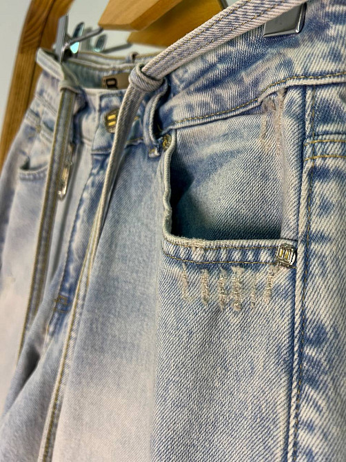 Джинси жіночі I8 52406 широкі Baggy банани з поясом мотузкою блакитні, блакитний, 28, 28, 78 см, 112 см Київ - фото 15