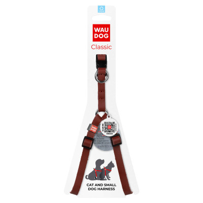 Шлея для котів WAUDOG Classic з QR паспортом XS Ш 10 мм В=С 28-40 см коричнева (60106) Вінниця - фото 3