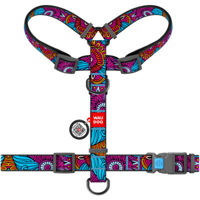 Шлей для собак WAUDOG Nylon с QR паспортом анатомическая H-образная "Лето" M (5574) Винница - изображение 2