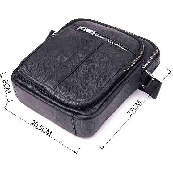 Мужская вертикальная сумка из натуральной кожи Vintage sale_15112 Черный Киев