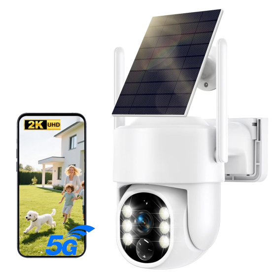 Вулична Wi-Fi камера JWQPO 4 МП 2K із сонячною панеллю 5 Вт, PTZ 270°/90°, PIR, нічним баченням, IP65 Київ