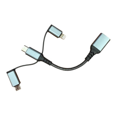 Переходник OTG USB 3.0 AF to USB-C + Micro 5P + Lightning 0.11m 60W XoKo (XK-AC-155) Винница - изображение 2