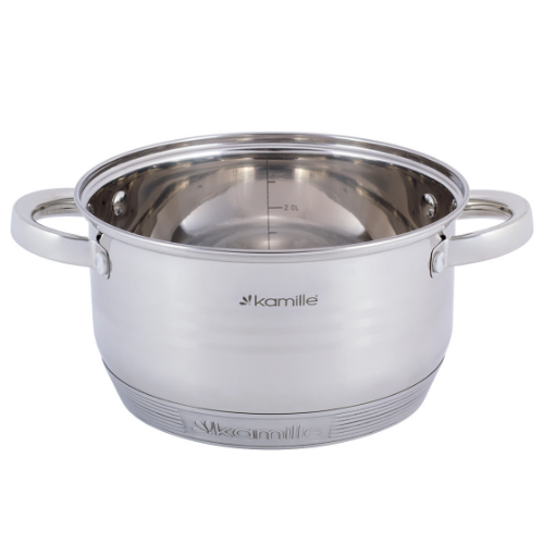 Каструля нержавіюча сталь 3л з кришкою порожнисті ручки 4912 KAMILLE Житомир - фото 7
