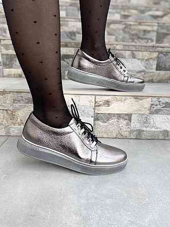 Injers Сліпони жіночі INJERS 195 срібні (весна-осінь, шкіра натуральна) (1304) лише 40р. Коломия