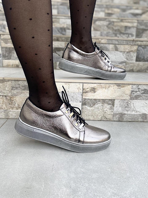 Injers Сліпони жіночі INJERS 195 срібні (весна-осінь, шкіра натуральна) (1304) лише 40р. Коломия - фото 5