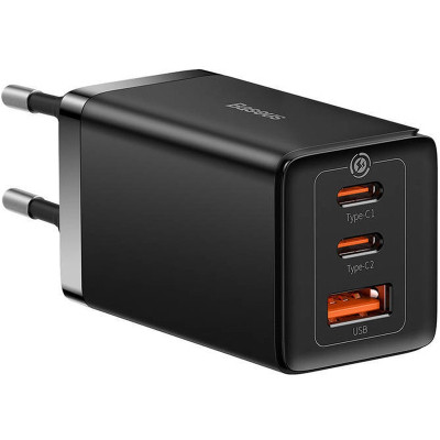 Зарядний пристрій Baseus 2xUSB-C 65W + 1xUSB GaN + cable USB-C to USB-C 100W 1.0m black (CCGP120201) Вінниця - фото 1