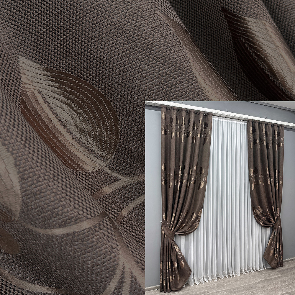 Комплект готових штор VR-Textil Льон Рогожка № 1687ш Венге 150х270 см 2 шт (33-0590) Київ - фото 1