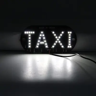 Автомобільне LED табло Таксі TAXI 12В біле з присосками та кабелем у прикурювач для автомобіля Київ
