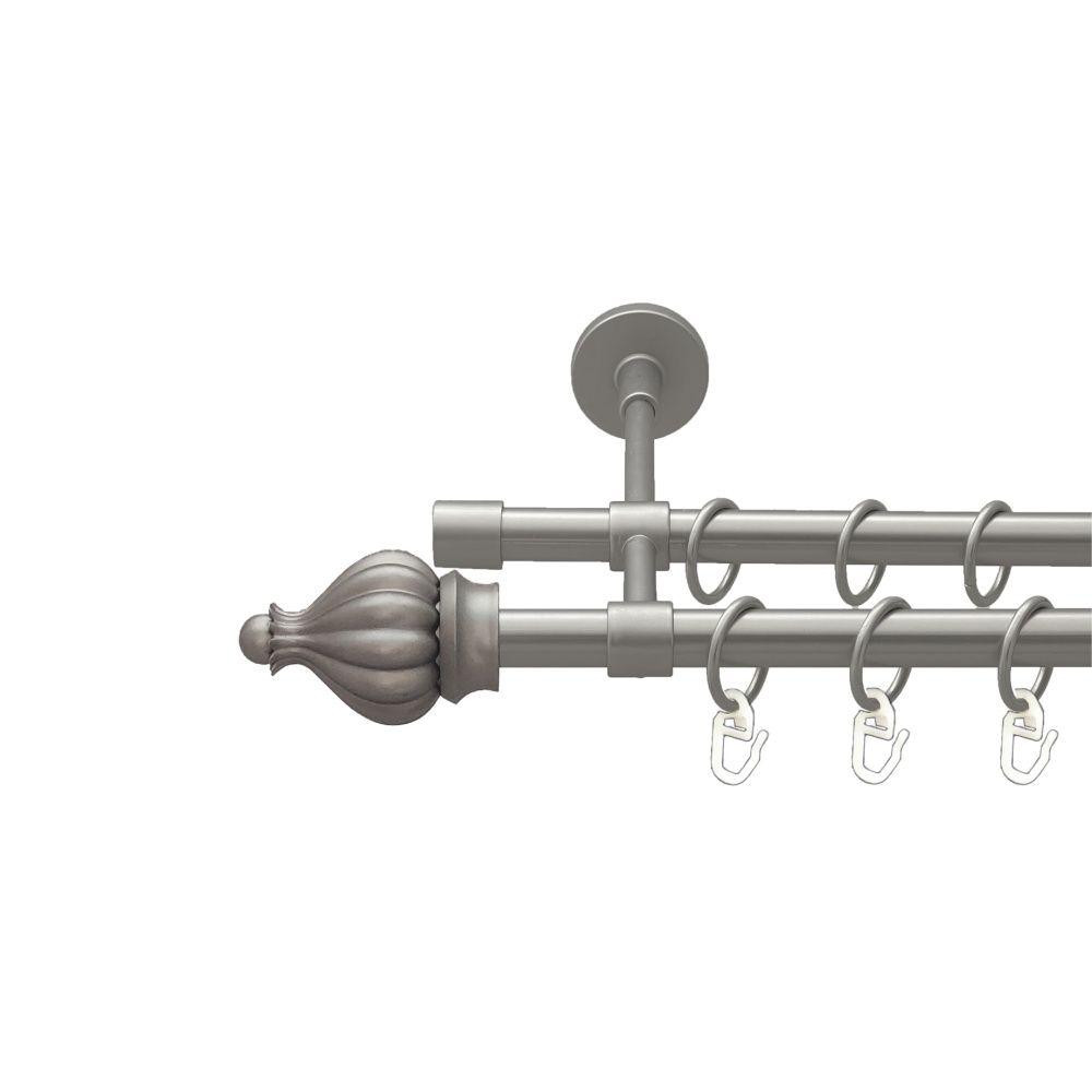 Карниз Orvit Таджа металевий дворядний закритий гладка труба кільце металеве Сатин 16\16 мм 160 см Львов - изображение 1