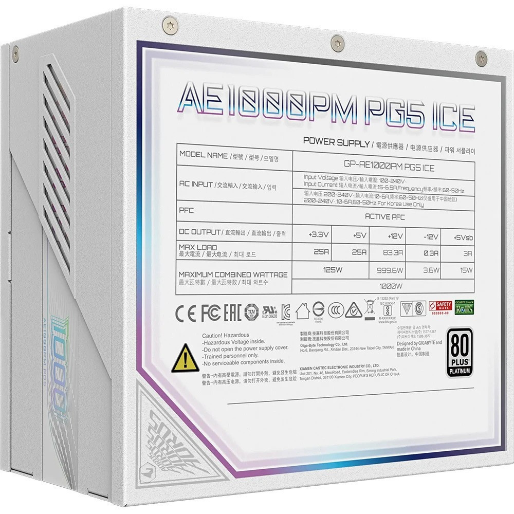 Блок живлення Gigabyte 1000W GP-AE1000PM PG5 ICE ( Білий ) Харків - фото 9