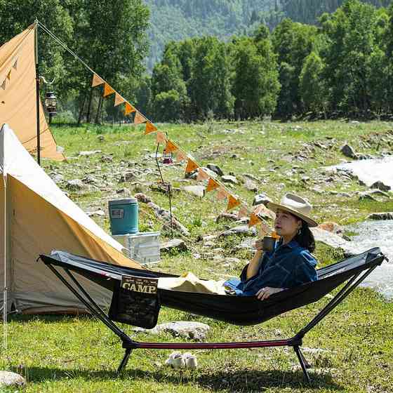 Гамак розкладний одномісний Naturehike Outdoor Folding Hammock NH20JJ011, 300D Oxford, чорний Київ
