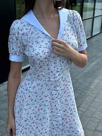 Жіноча міні-сукня з штапелю Рожеві квіти XS-S Харків