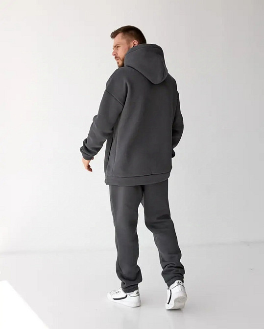 Спортивний чоловічий теплий костюм на флісі Графітовий 48 Харків - фото 3