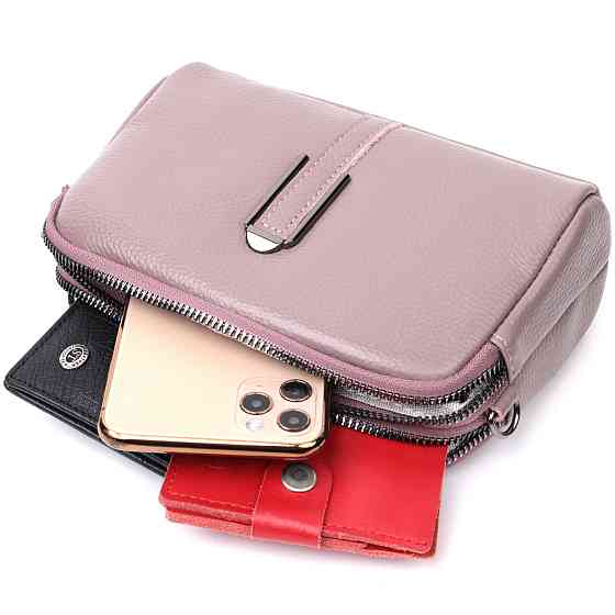 Сумка женская интересного цвета на два отделения из натуральной кожи Фиолетовая (Vintage) Киев