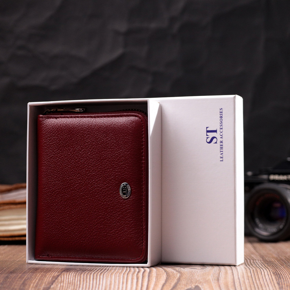 Портмоне для женщин на молнии из натуральной кожи Бордовый (ST Leather) Киев - изображение 4