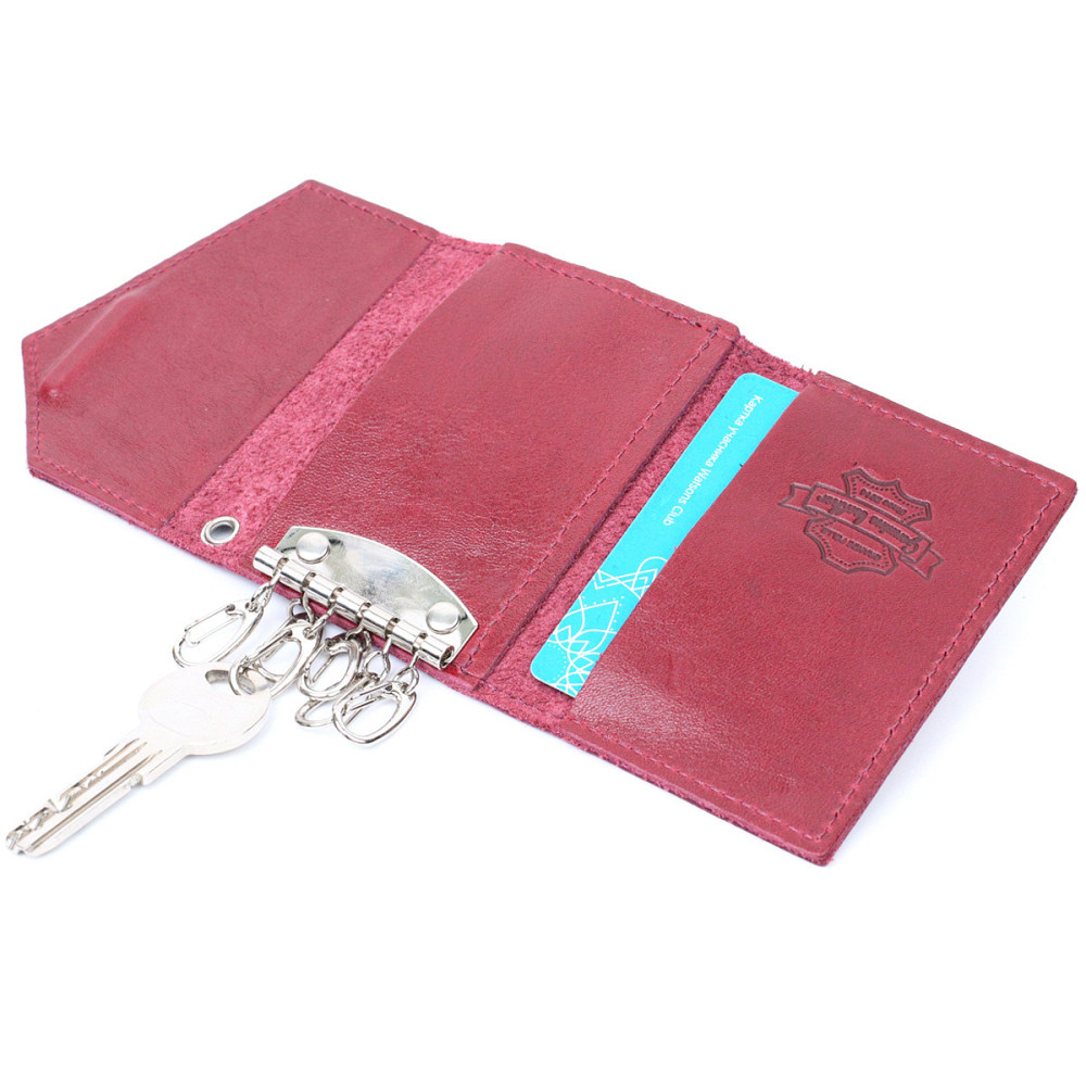 Містка жіноча шкіряна ключниця GRANDE PELLE 11642 Бордовий Київ - фото 4