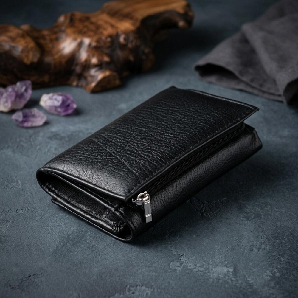 Горизонтальное портмоне из кожи унисекс на магните ST Leather 19331 Черное Киев - изображение 14