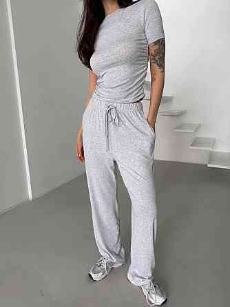 Женский базовый прогулочный костюм двойка: футболка и штаны натуральная вискоза Меланж, 42/44 Одесса