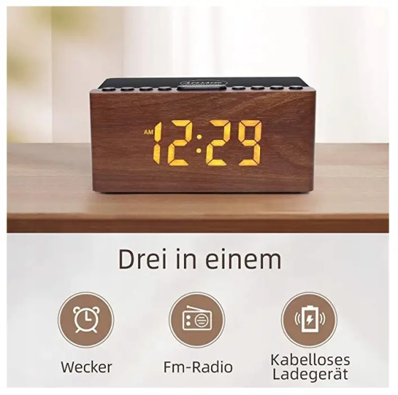 Радіобудильник ANJANK AC190 з FM-радіо, бездротовою зарядкою Qi 10 Вт, USB, LED-дисплеєм і таймером сну Київ
