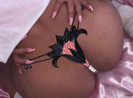 Еротичні труси з перлами чорні "Квітка" - розмір універсальний, (на резинці) Київ