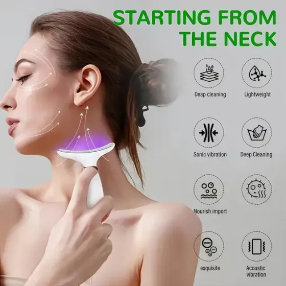 Аккумуляторный электрический массажер для лица Neck Beauty Device с LED-дисплеем, 7 режимов, USB-зарядка Коломия