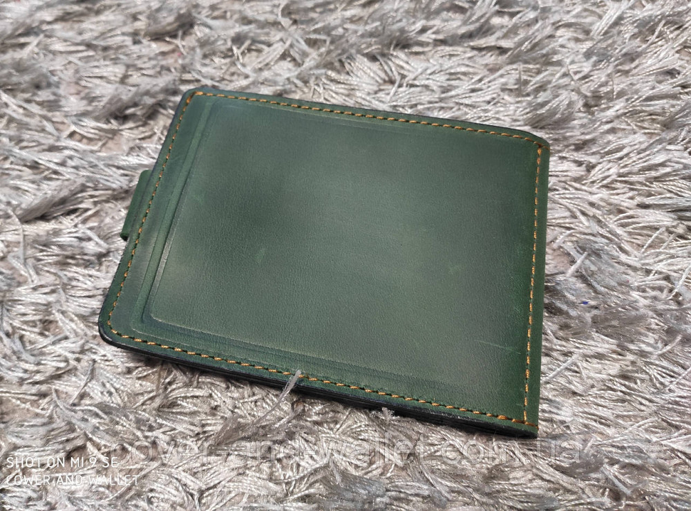 Шкіряна обкладинка гаманець на посвідчення "Учасника бойових дій" (зелена) Київ - фото 5