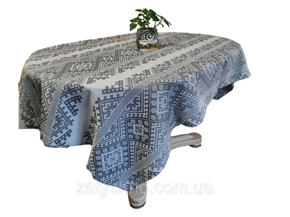 Вишита скатертина сіра вишивка Київ - фото 3