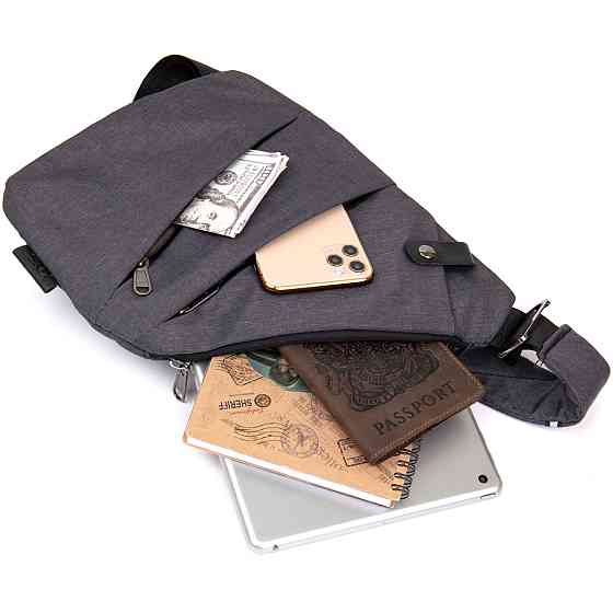 Сумка слінг нейлонова Vintage 20558 Сіра Київ