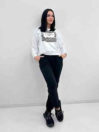 Трикотажный спортивный костюм с принтом Condor батал 54-56, Белый+черный Киев