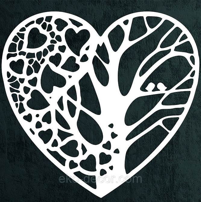 Декоративное настенное Панно «Дерево сердце» Декор на стену 50*47 см, Белый Киев - изображение 4